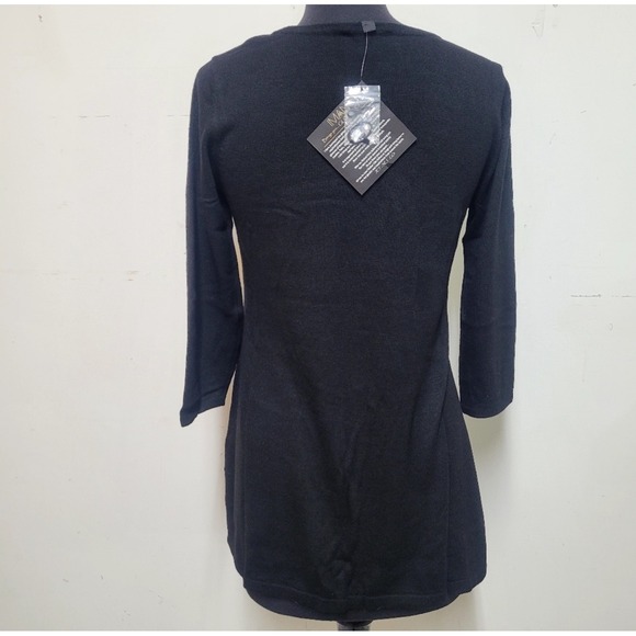 IMAN Jeweled Embellished Touch of Cashmere Sweater Tunic XS Black NWT - Picture 8 of 10
